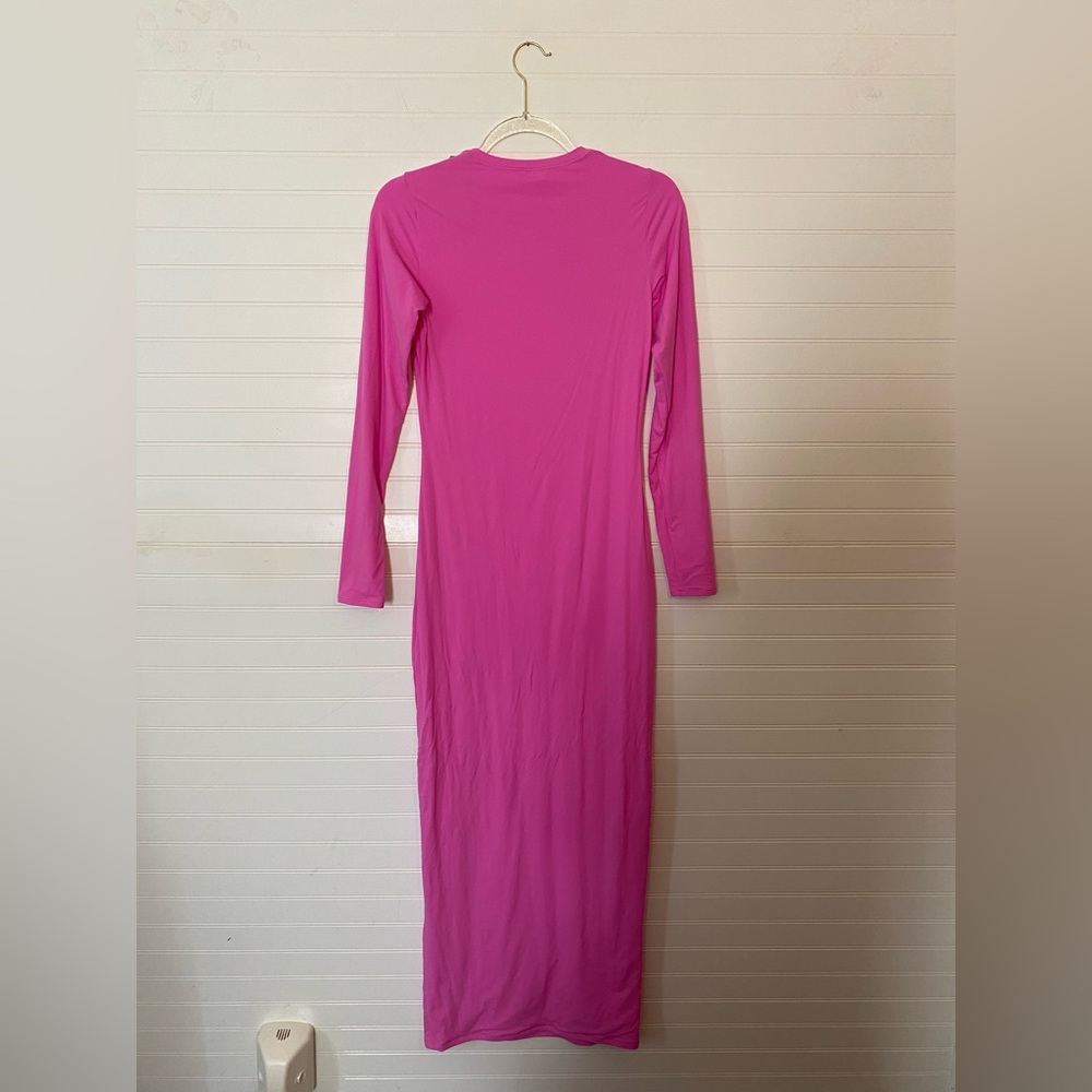SKIMS Vibrant Pink Long Sleeve Dress - Picture 6 of 7
